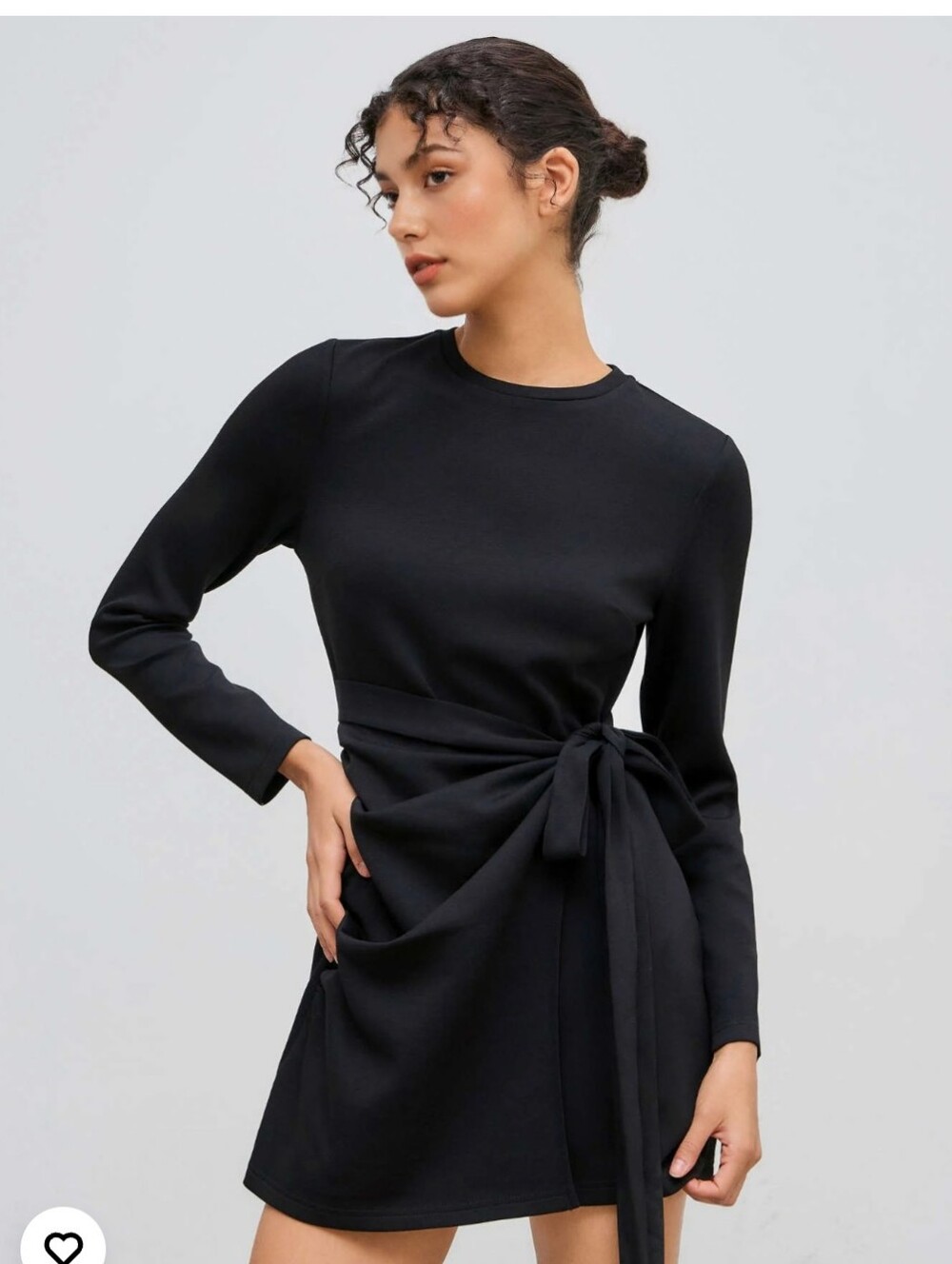 Cider Women's Black Knotted Wrap Mini Dress